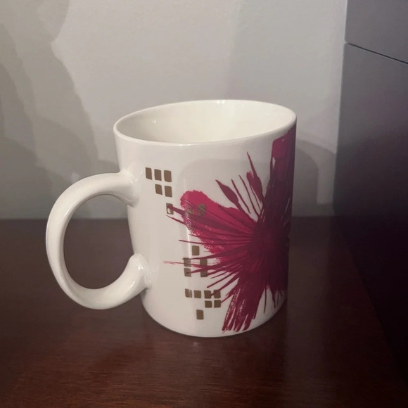Starbucks Christmas Mug 2014 Red Gold Coffee Cup Holiday Starburst Atomic Art - Picture 3 of 5